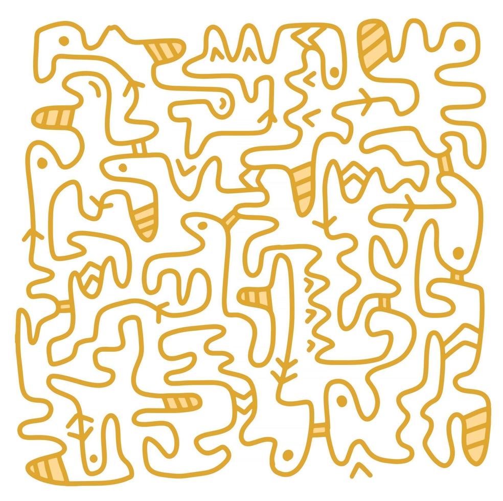 Yellow Background in doodle style Pattern for kids Sketch abstract background vector