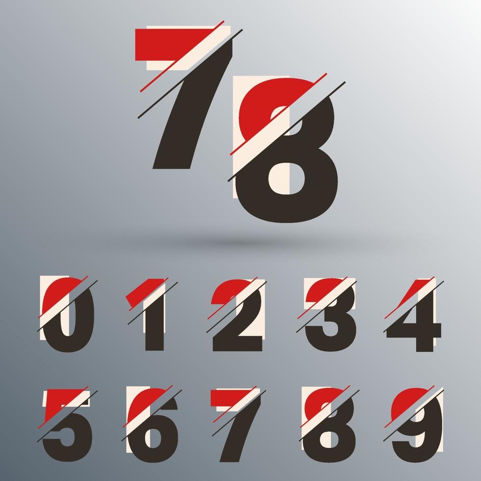 Set of number 0 1 2 3 4 5 6 7 8 9 glitch design Vector illustration