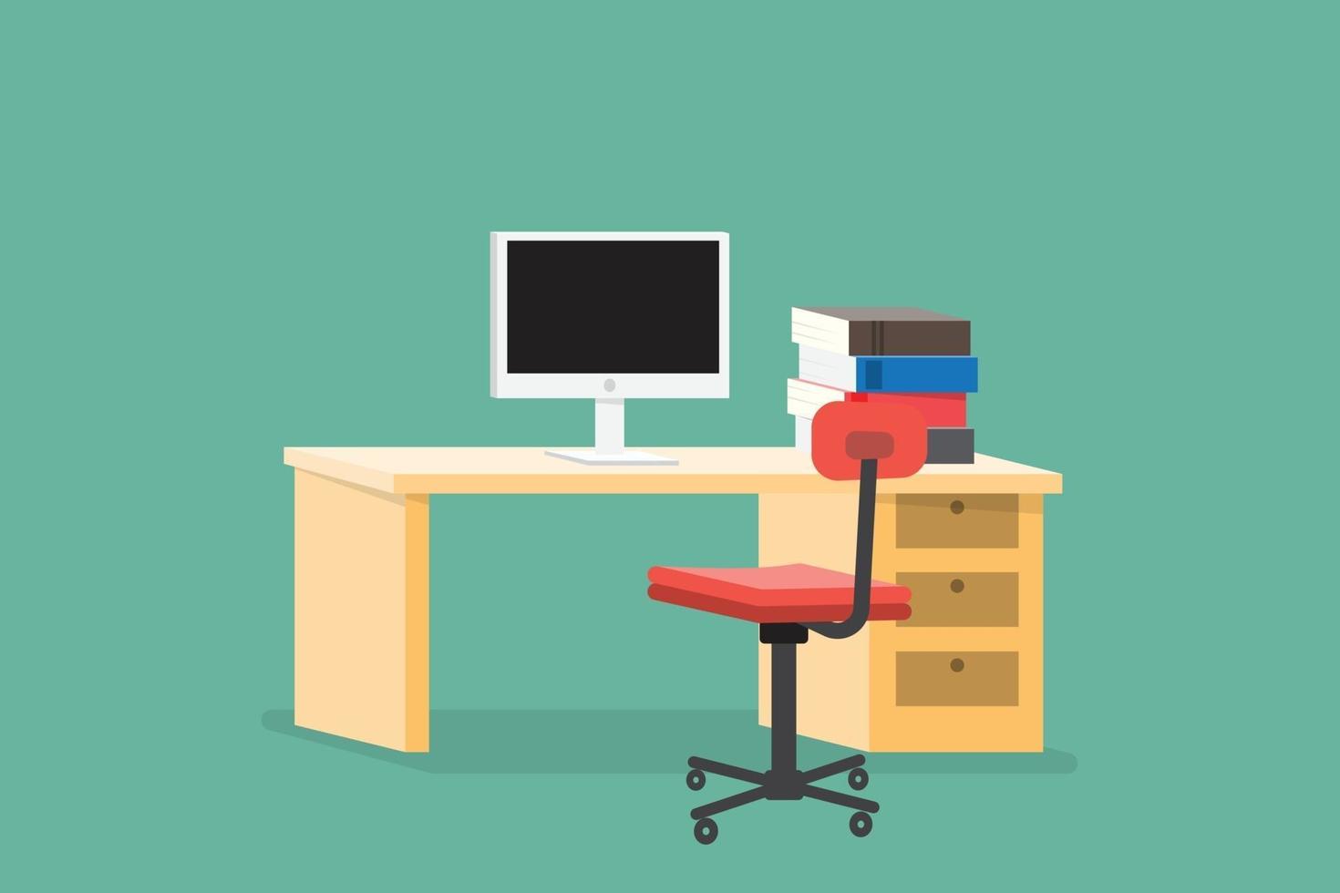 Desk office workplace flat design Vector illustration