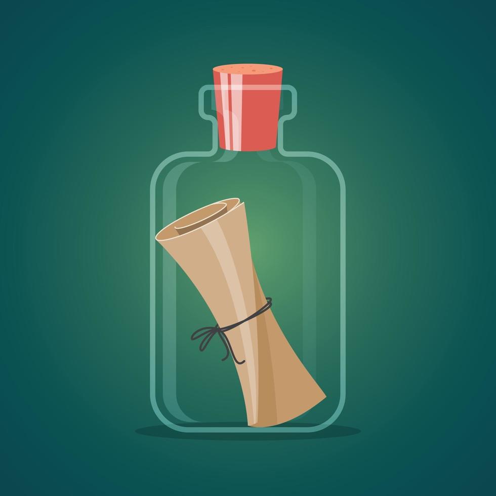 Letter in bottle concept Vector illustration