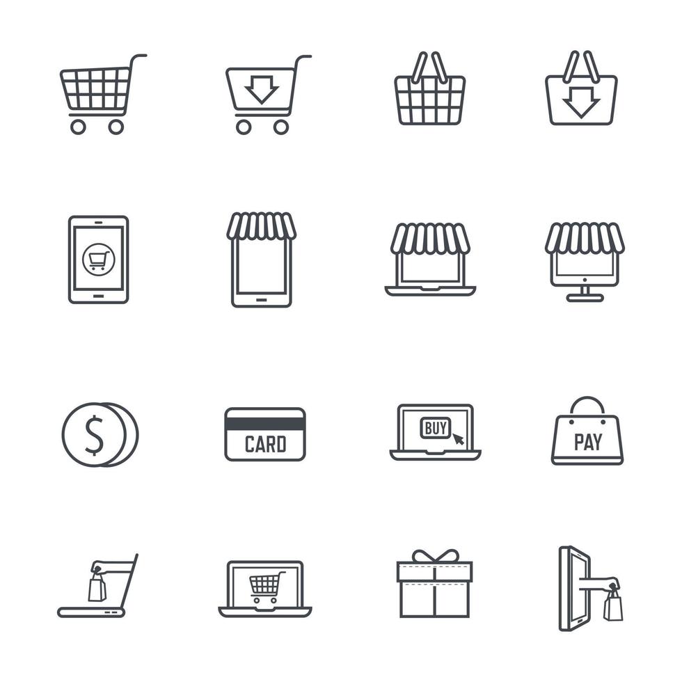 Shopping online icons vector