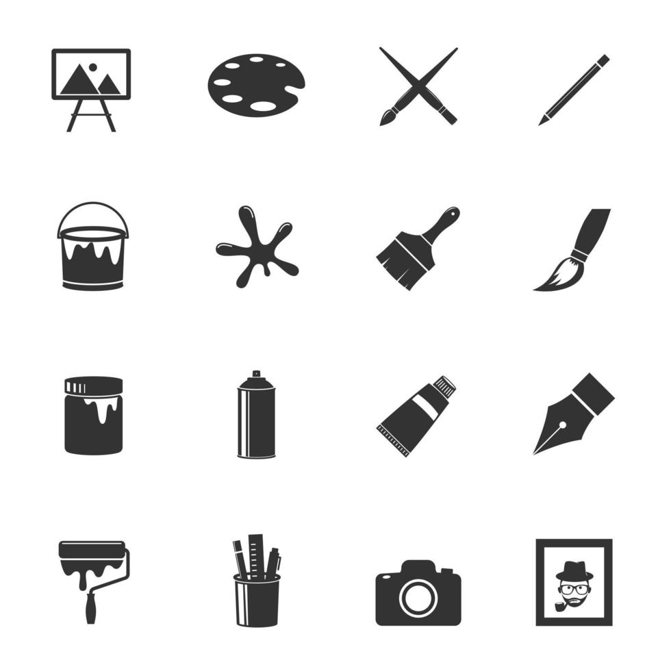 Art equipment icons Vector illustration