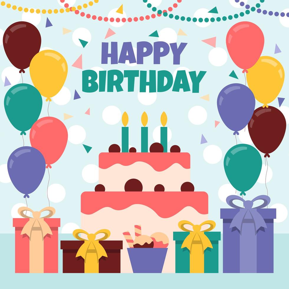 Flat And Colorful Birthday Celebration Concept vector