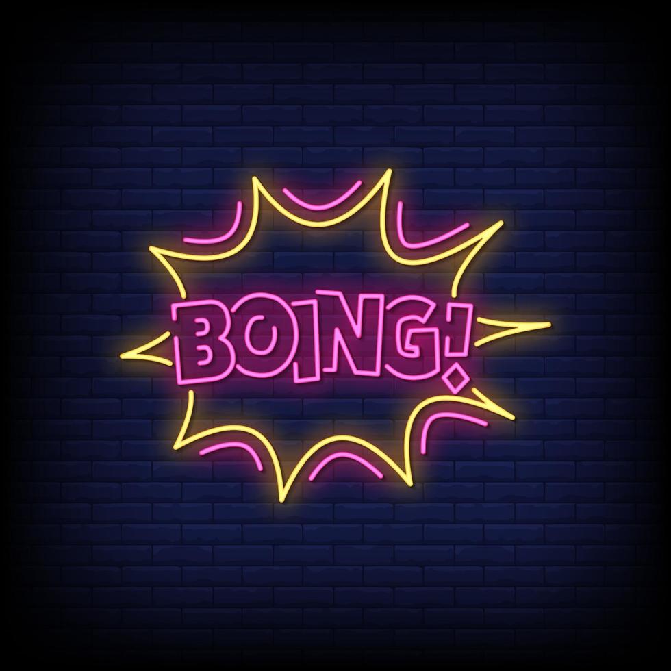 vector de texto de estilo de letreros de neón boing