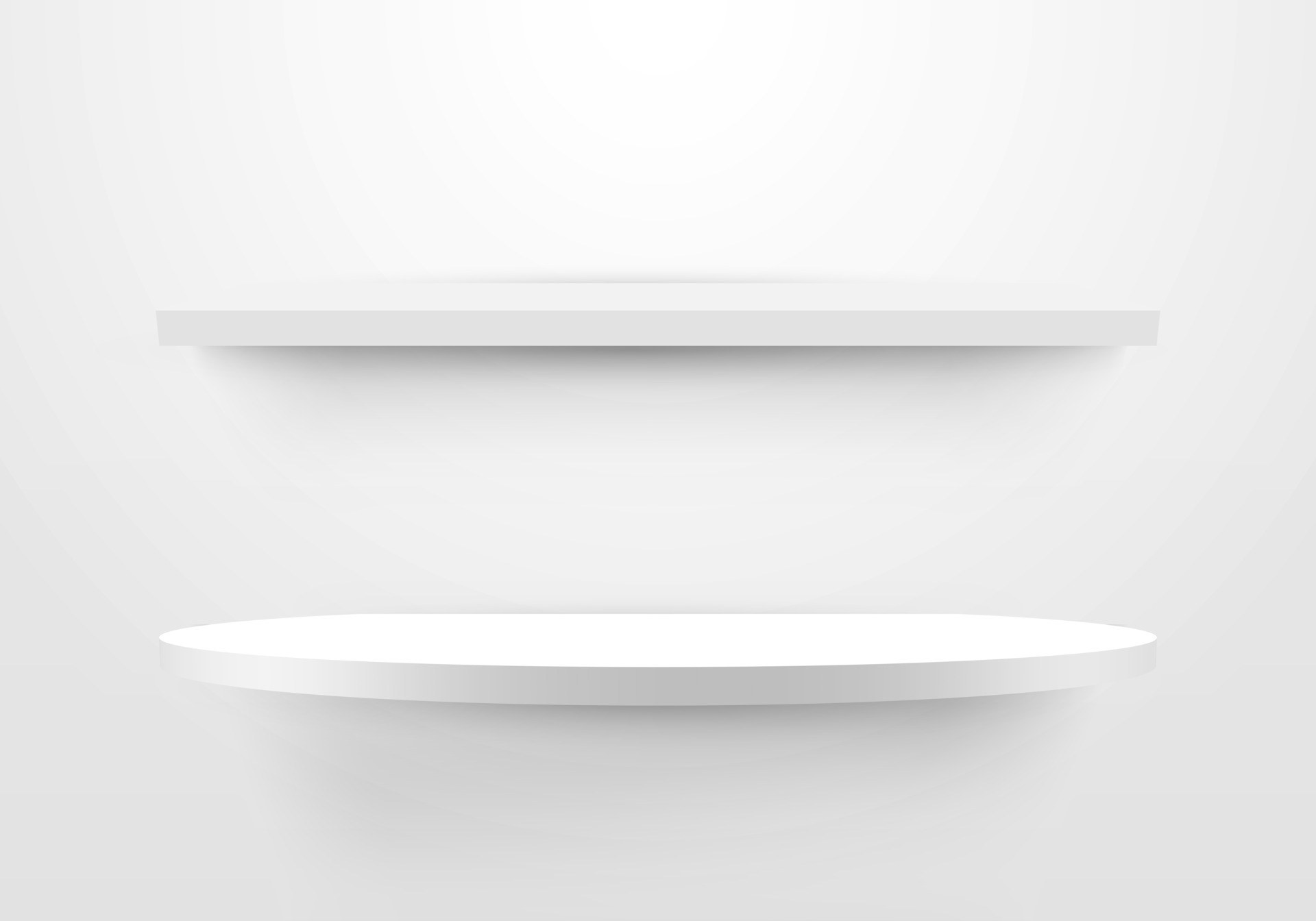 3D empty white shelf on clean wallpaper background 2400004 Vector Art