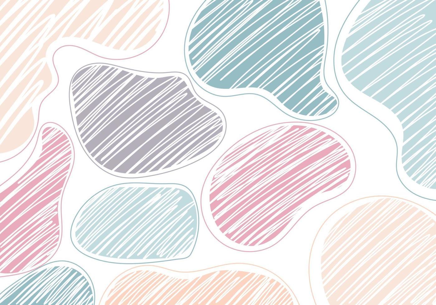 Abstract hand drawn art pastel color organic shape pattern on white background minimal style vector