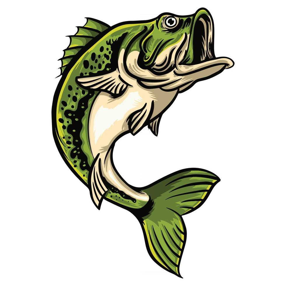 Big Bass fish Leaping vector illustration