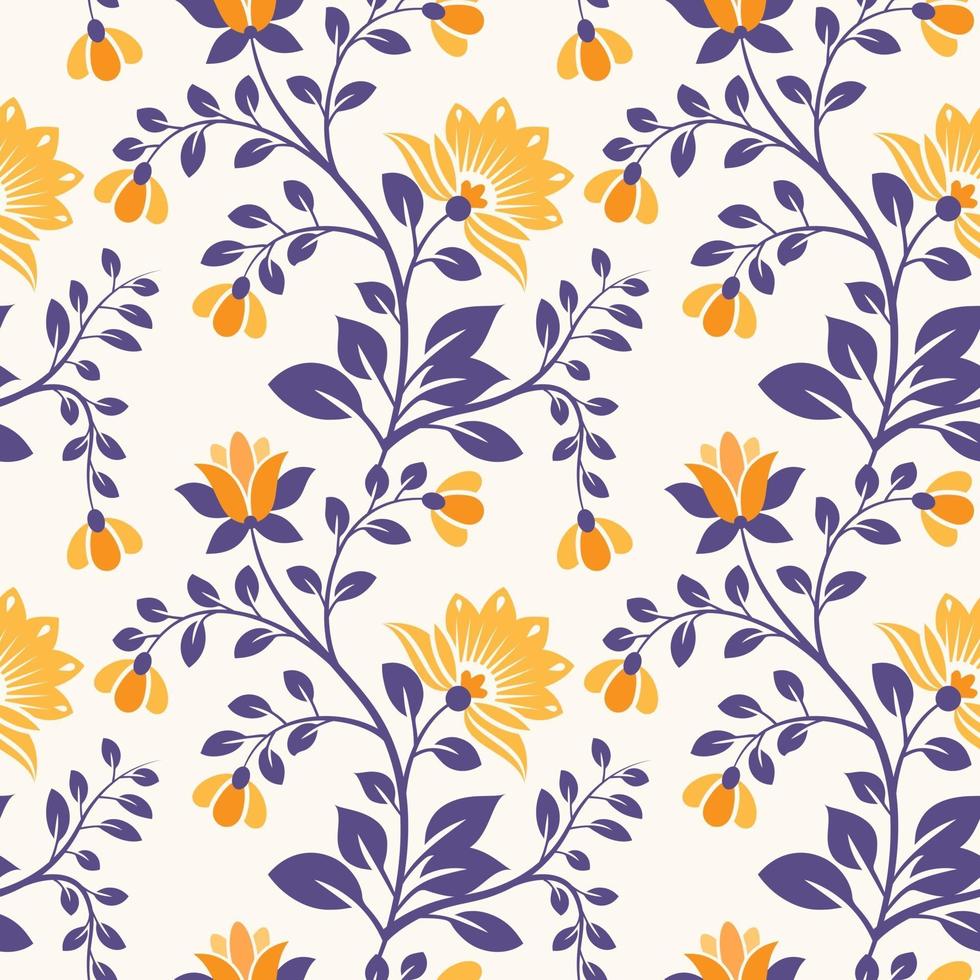 Seamless floral pattern background with abstract flowers and leaves vector