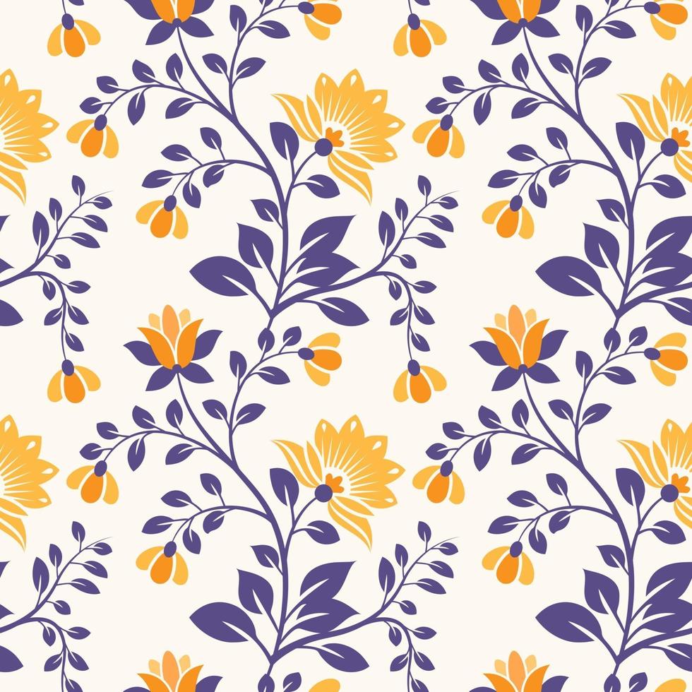 Seamless floral pattern background with abstract flowers and leaves vector