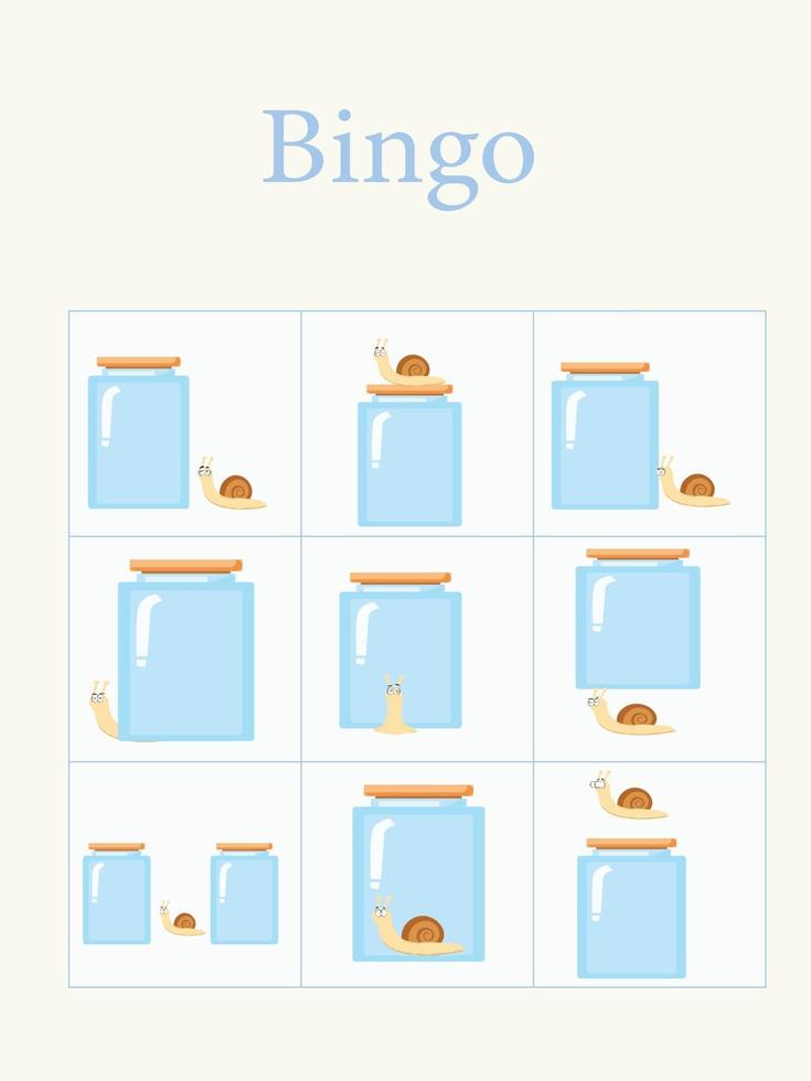 preposiciones de lugar bingo vector