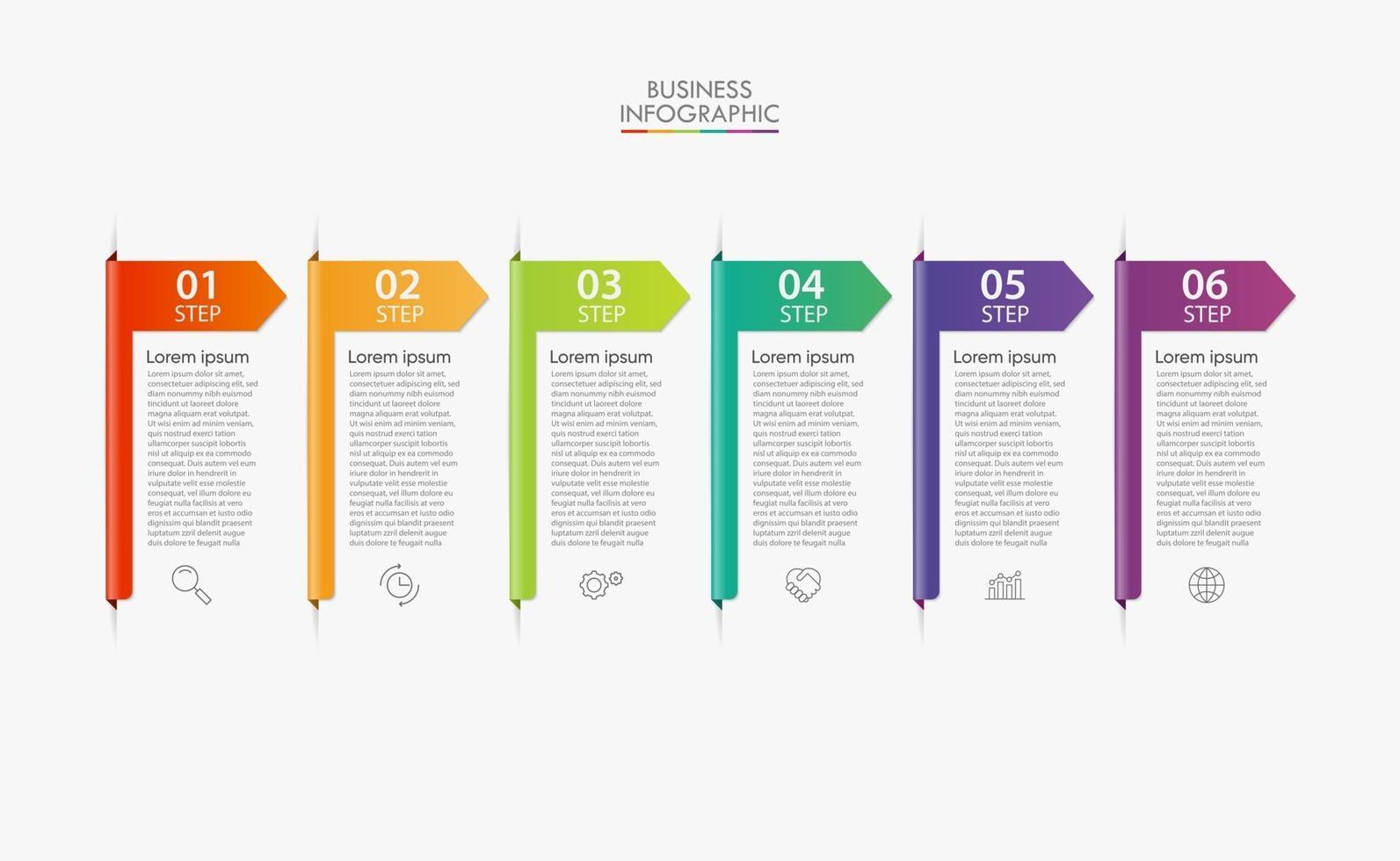 Iconos infográficos de la línea de tiempo de visualización de datos comerciales diseñados para la plantilla de fondo abstracto vector