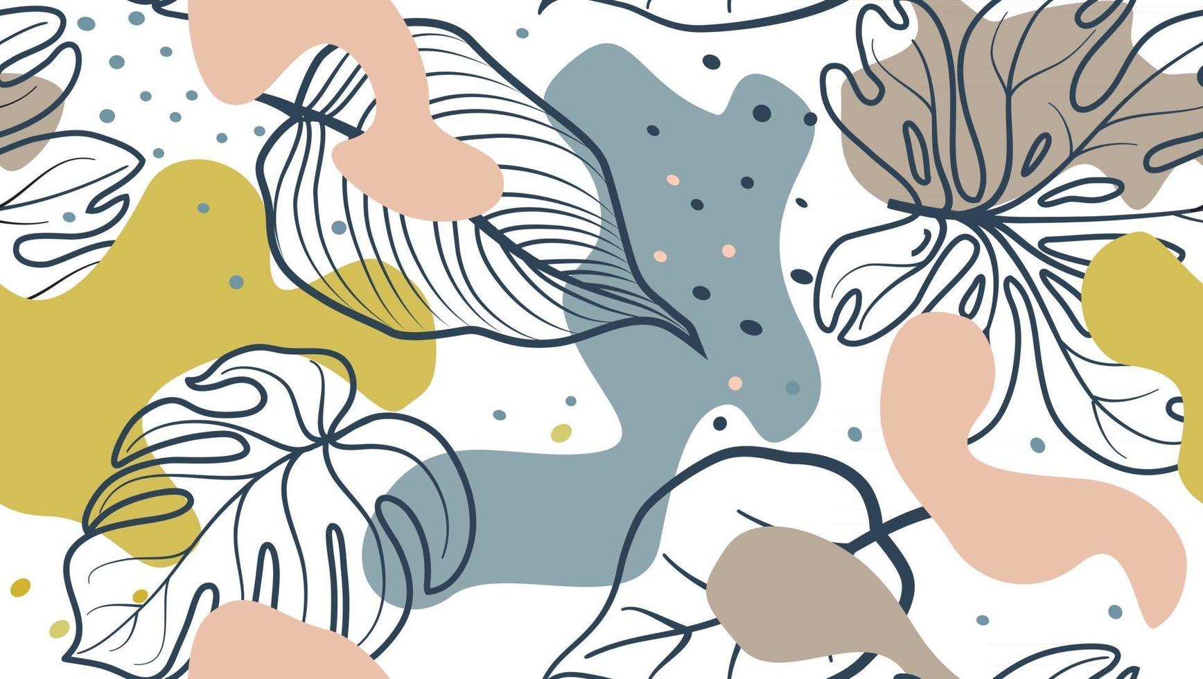 manchas orgánicas abstractas y hojas de patrones sin fisuras en un estilo moderno y elegante fondo con puntos y formas florales que fluyen vector