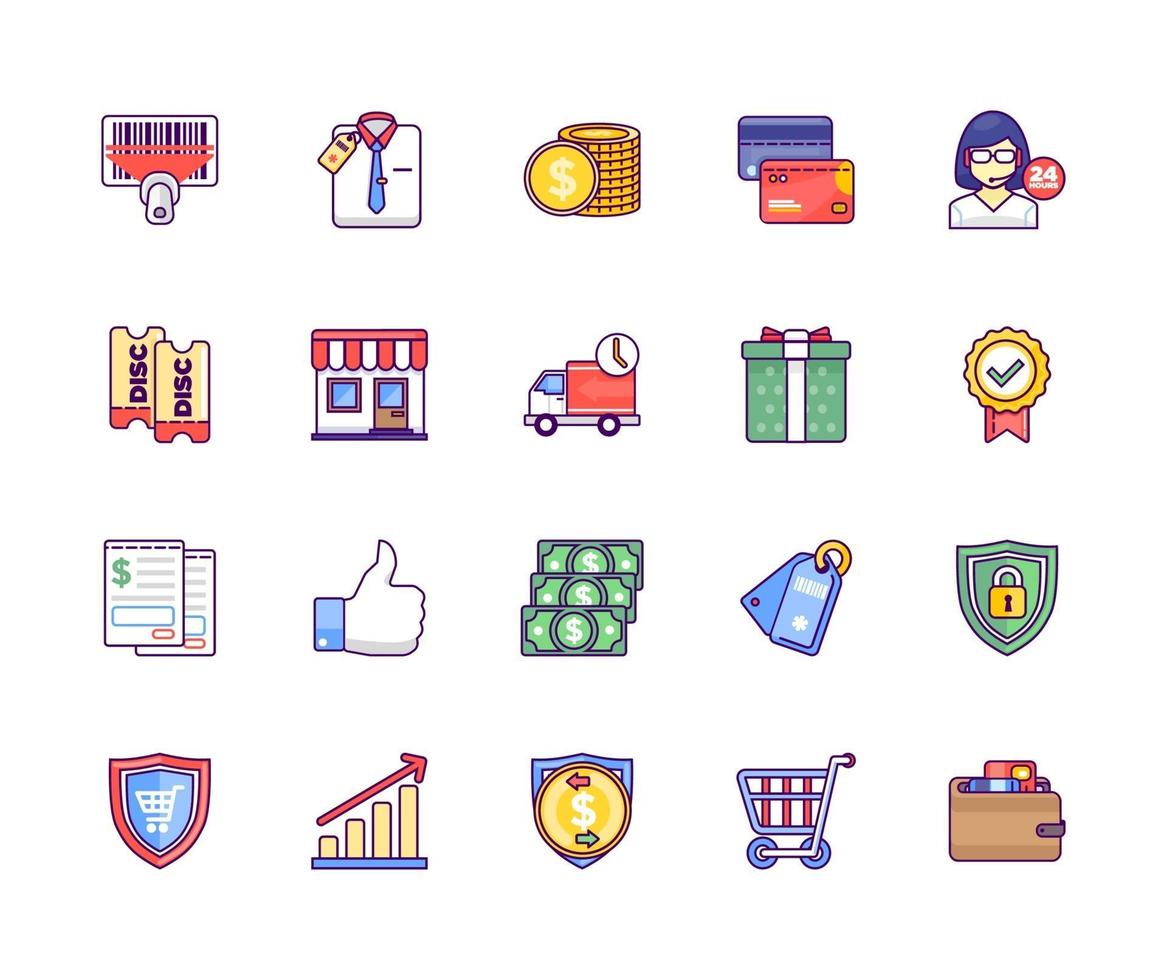 paquete de iconos de tienda online vector