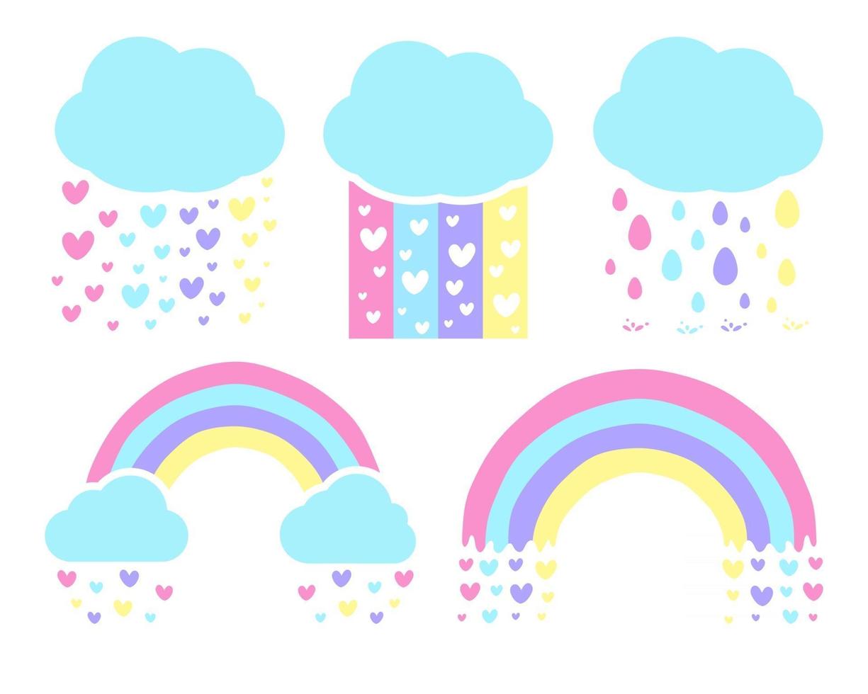 Vector rainbow unicorn Rain in the heart For the screen on the shirt to give to the girl