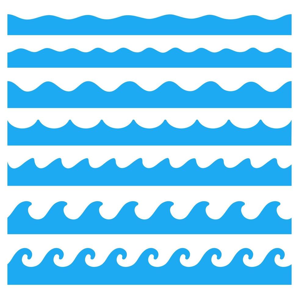 Water wave vector Waves swaying in lakes and oceans Isolated on white background