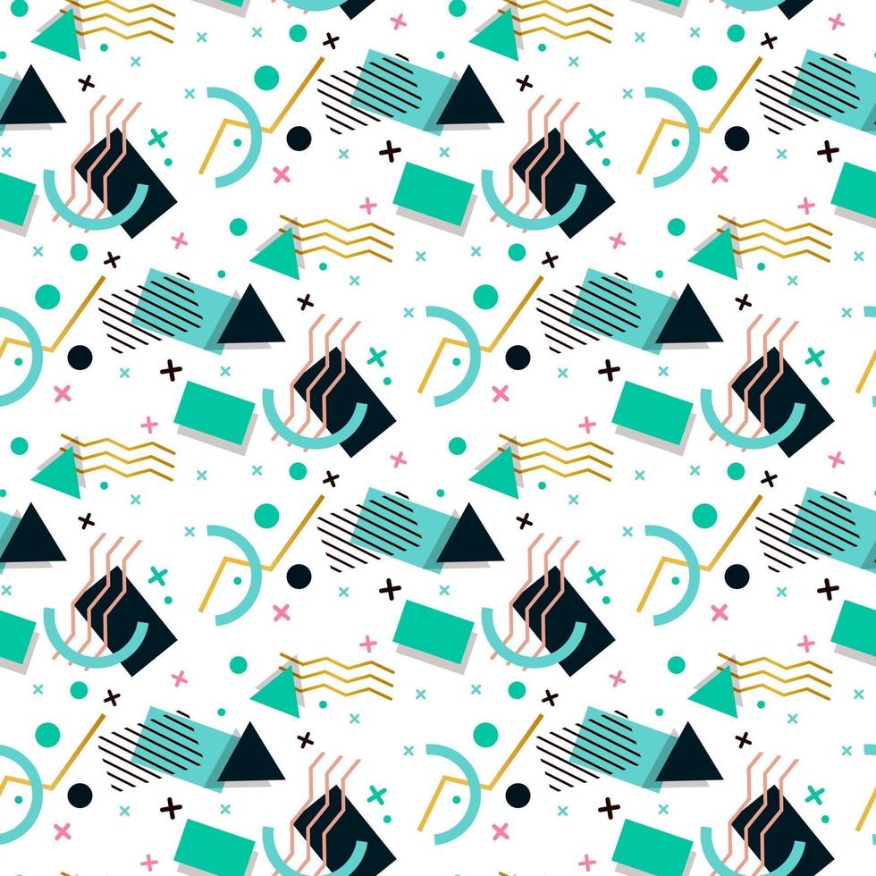 Memphis pattern of geometric shapes vector