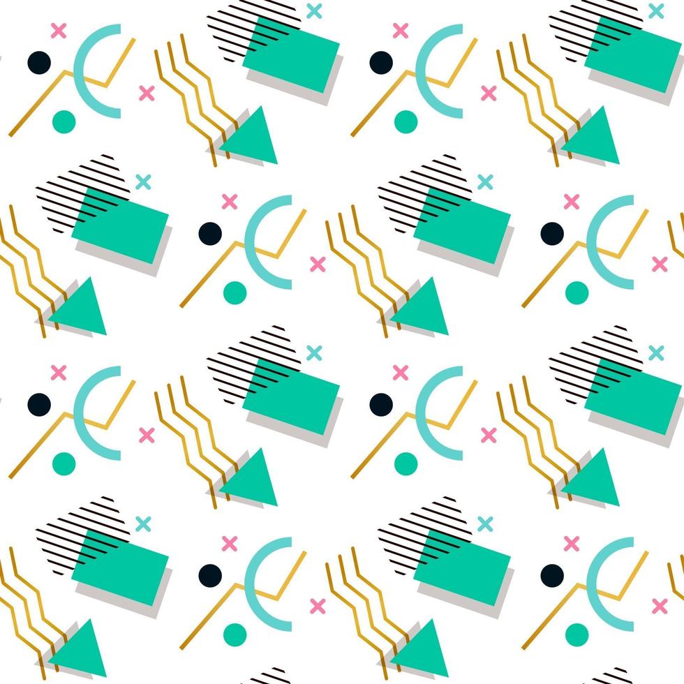 Memphis pattern of geometric shapes vector