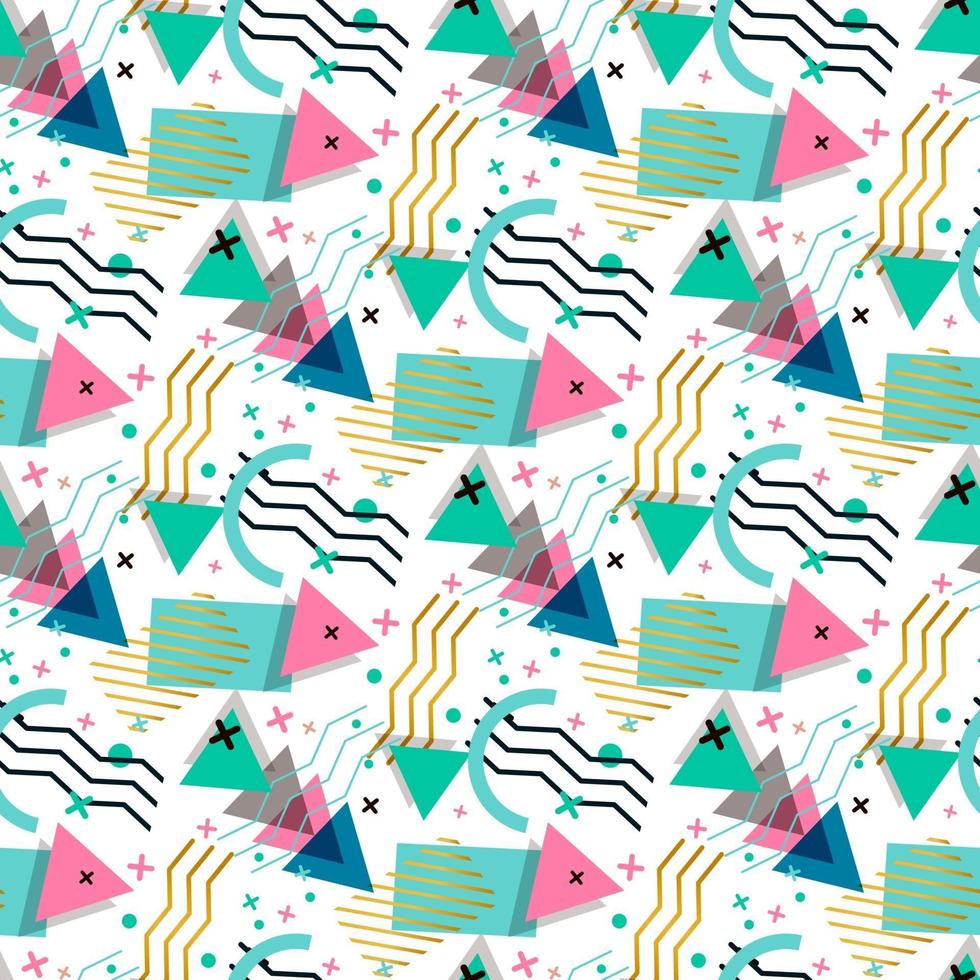 Memphis pattern of geometric shapes vector