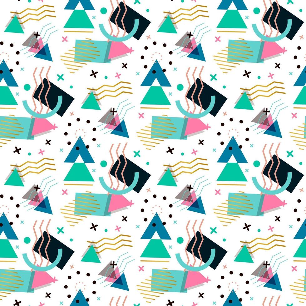 Memphis pattern of geometric shapes vector