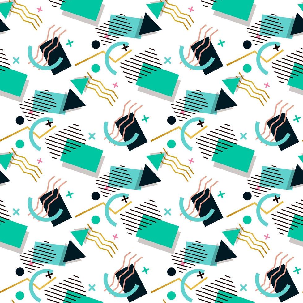Memphis pattern of geometric shapes vector