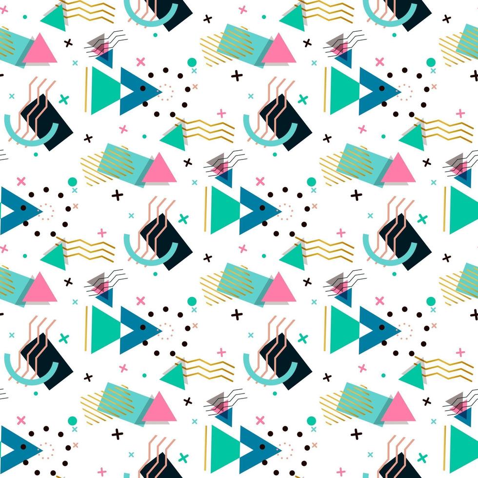 Memphis pattern of geometric shapes vector