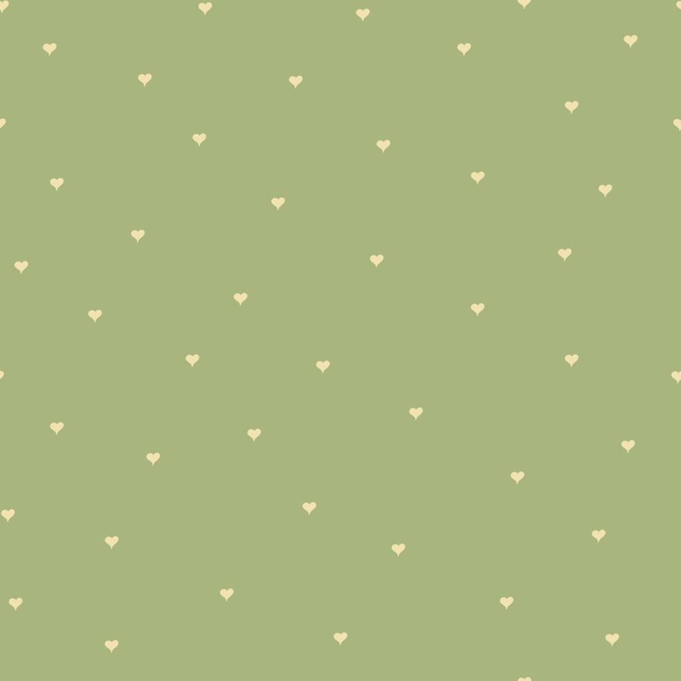 Small  hearts on green background seamless pattern vector