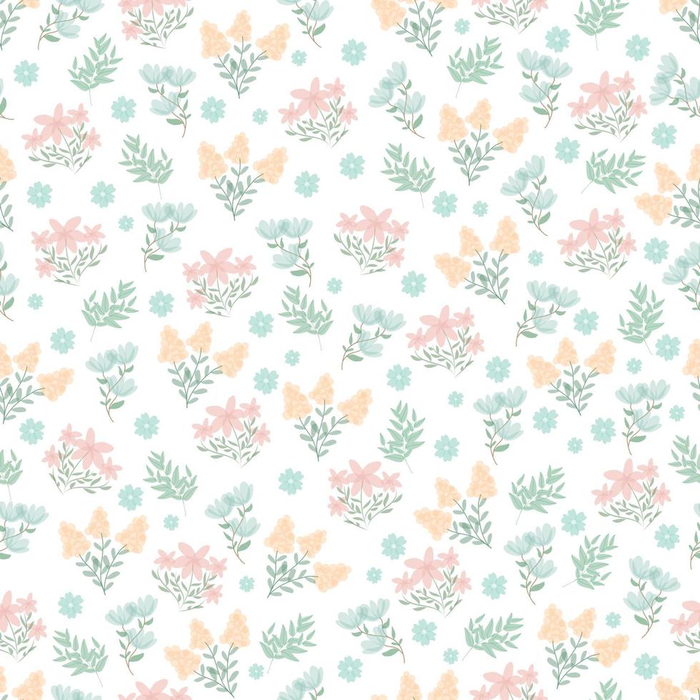 Small cute flower pattern Floral bouquet vector pattern with small flowers and leaves