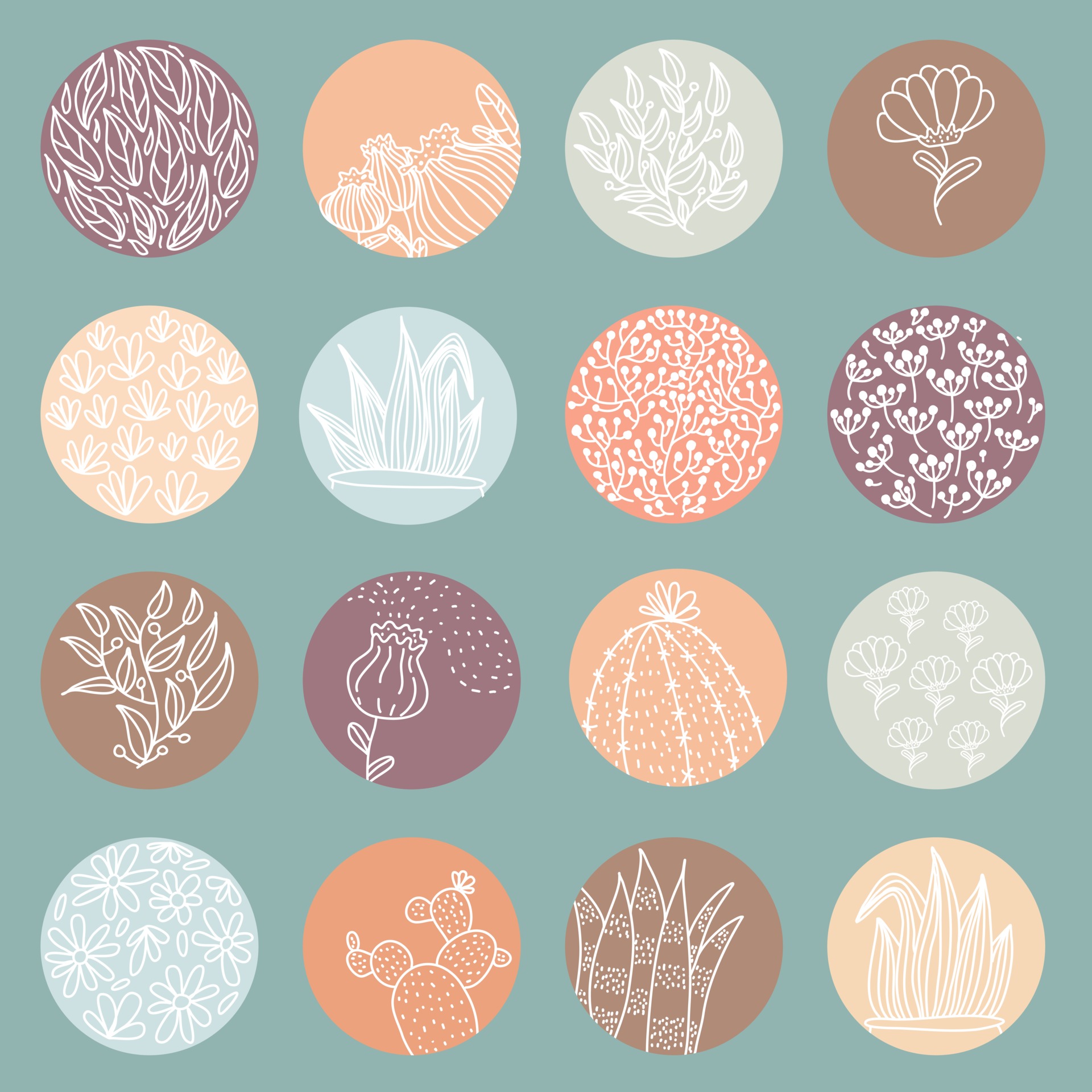 Highlight cover set, abstract floral botanical icons for social media.  watercolor design. Set of Instagram Story Highlights Covers Icons. Social  Media Template 5741604 Vector Art at Vecteezy