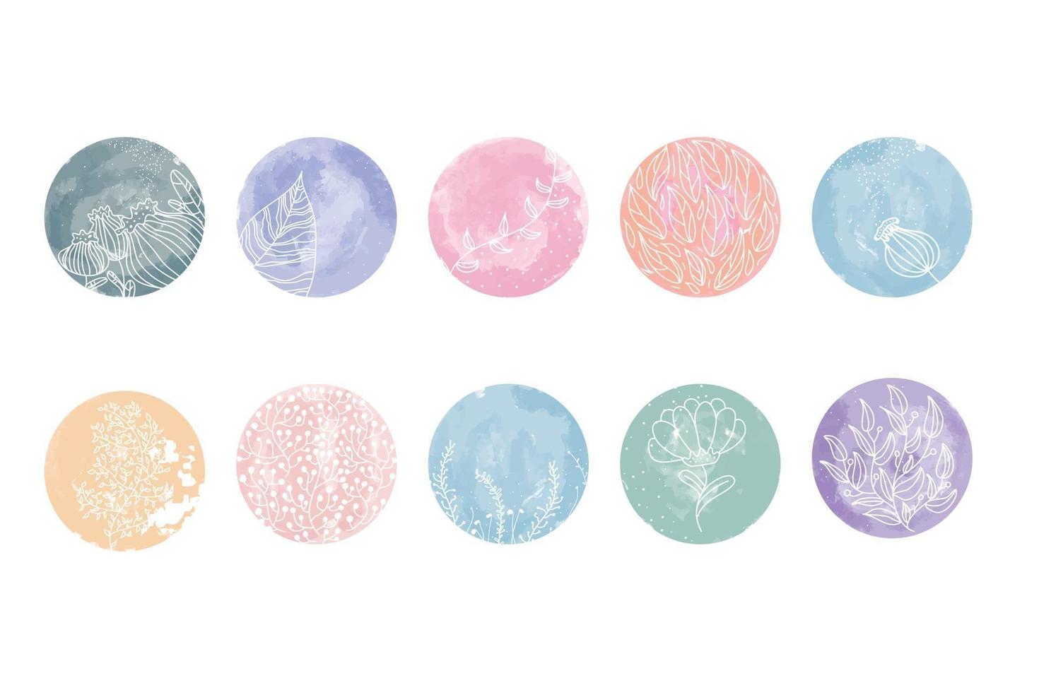 Highlight cover set, abstract floral botanical icons for social media. Vector illustration. Set of Story Highlights Covers Icons.