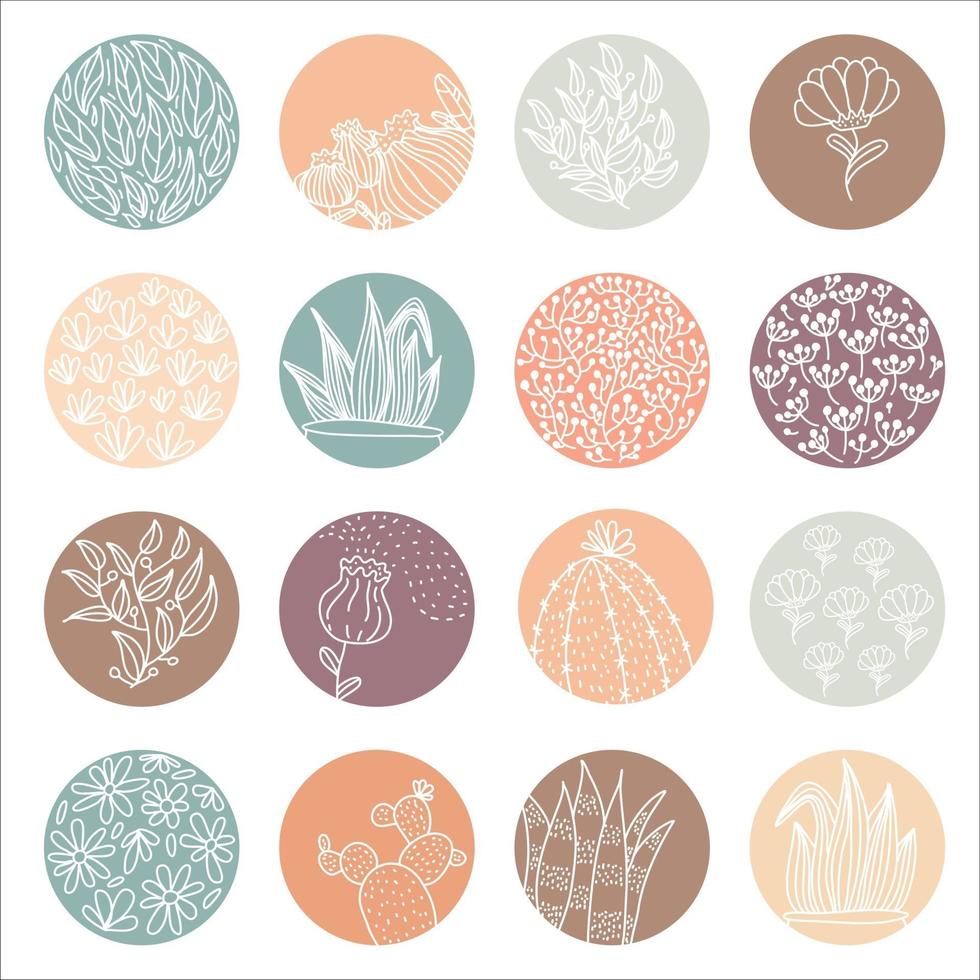 Highlight cover set abstract floral botanical icons for social media and set for vector