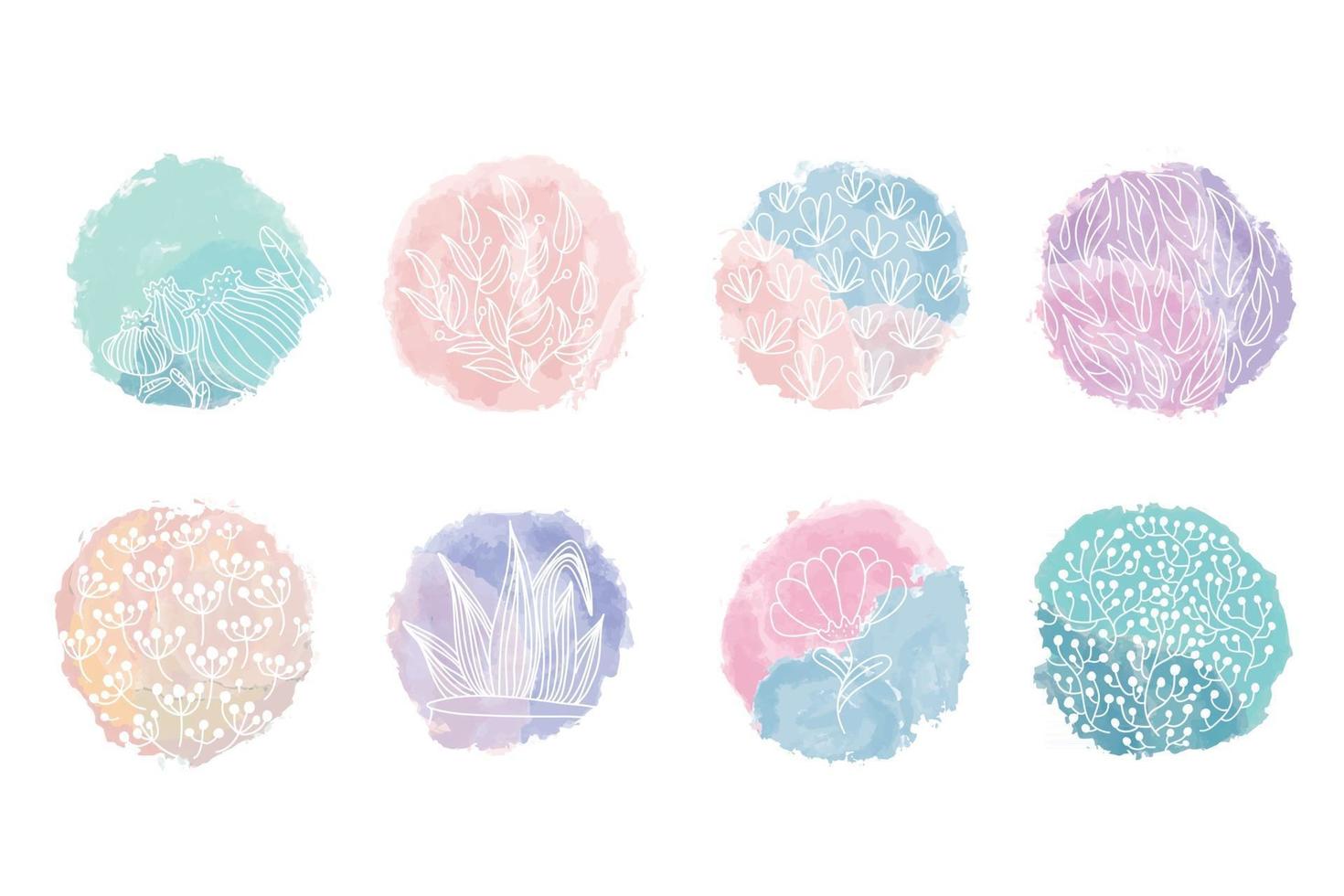 Highlight cover set, abstract floral botanical icons for social media. Vector illustration. Set of Story Highlights Covers Icons.
