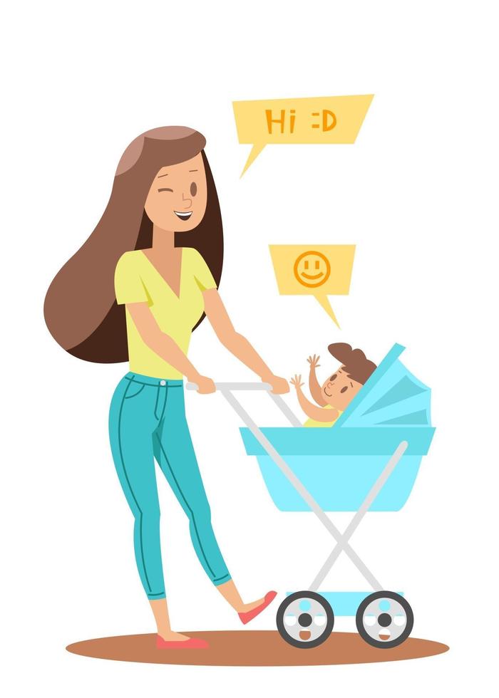 single mom character design vector