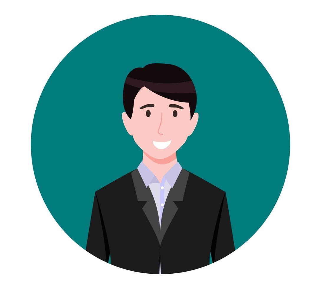 Avatar de carácter joven empresario feliz vistiendo traje de negocios aislado vector