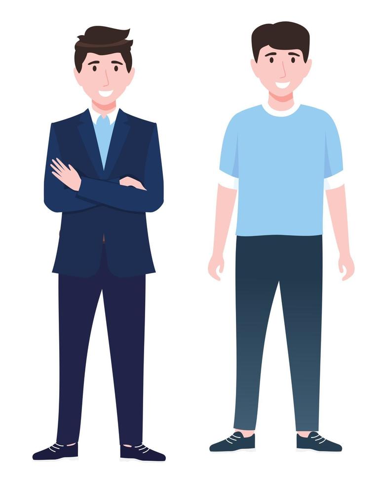 Young happy businessman character wearing business outfit standing and posing isolated vector