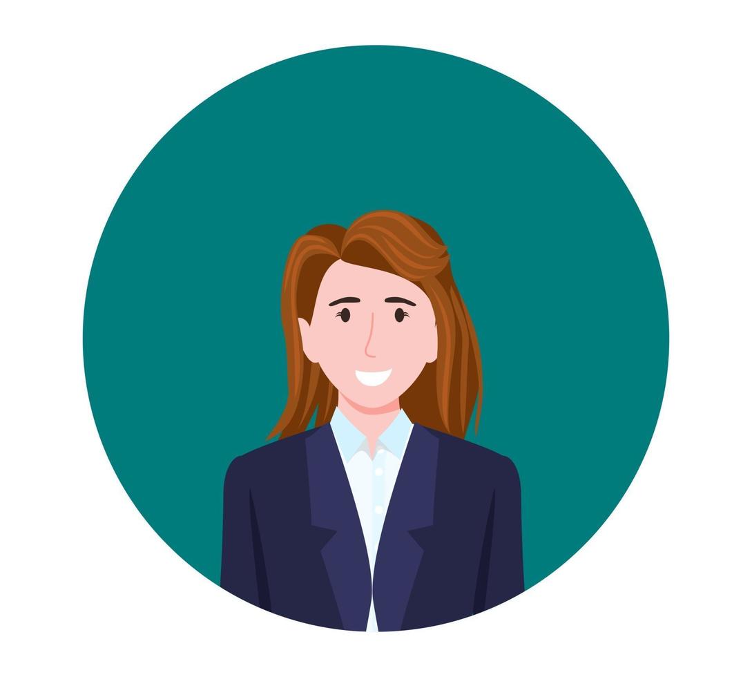 Young happy businesswoman character avatar wearing business outfit isolated vector