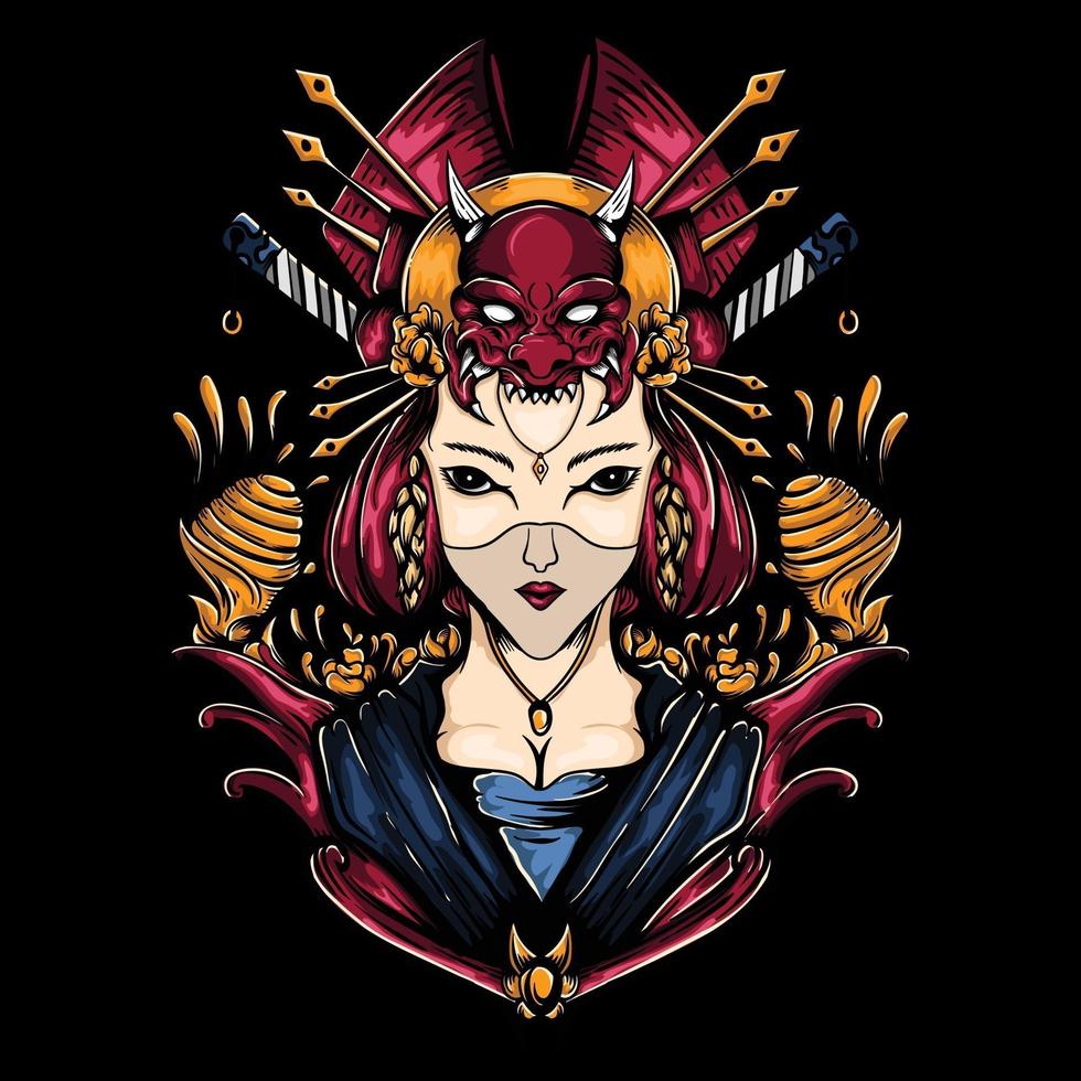ilustración de geisha japonesa vector