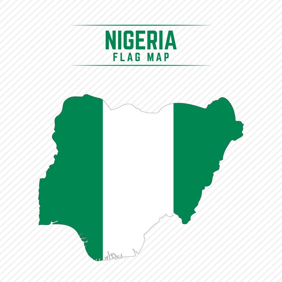 mapa de la bandera de nigeria vector