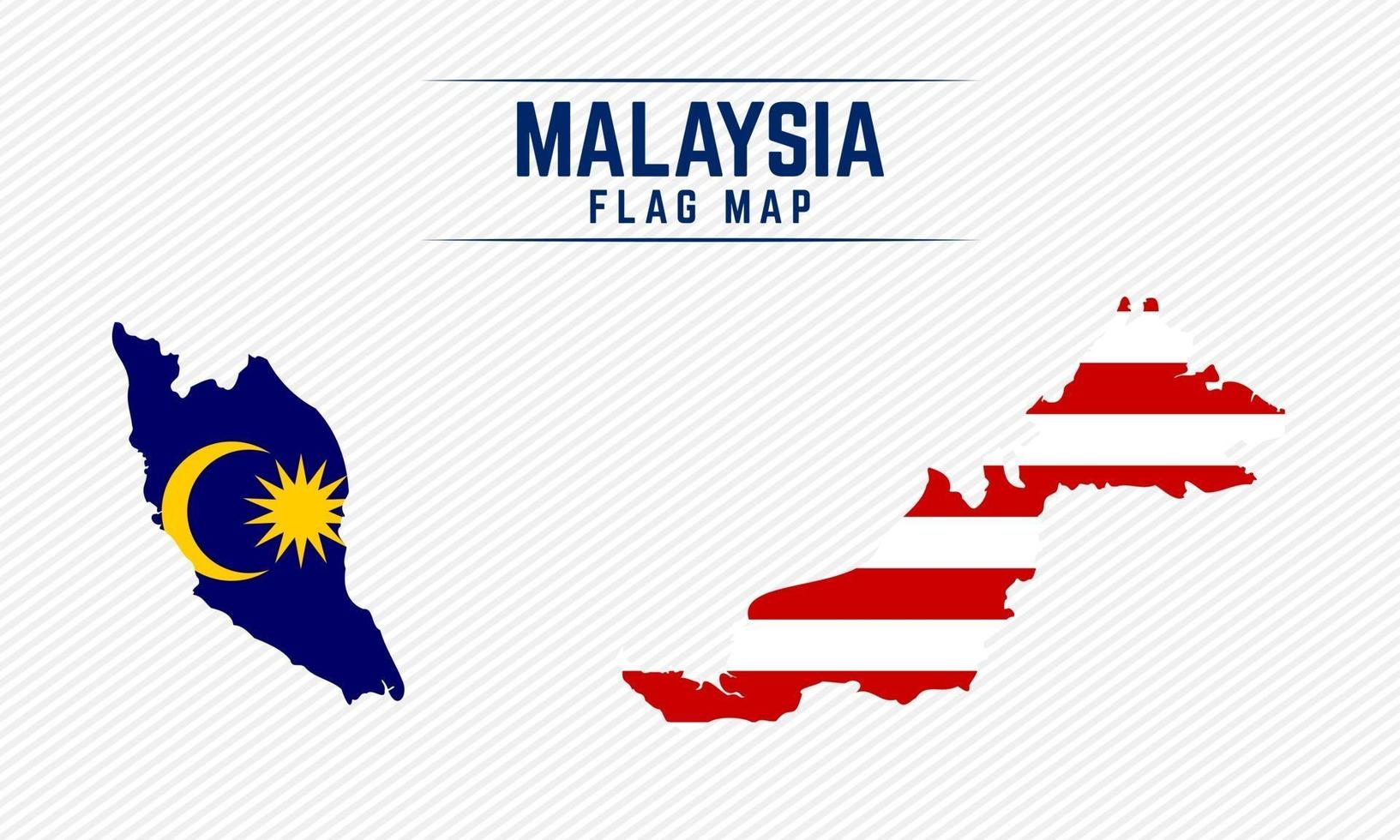 mapa de la bandera de malasia vector