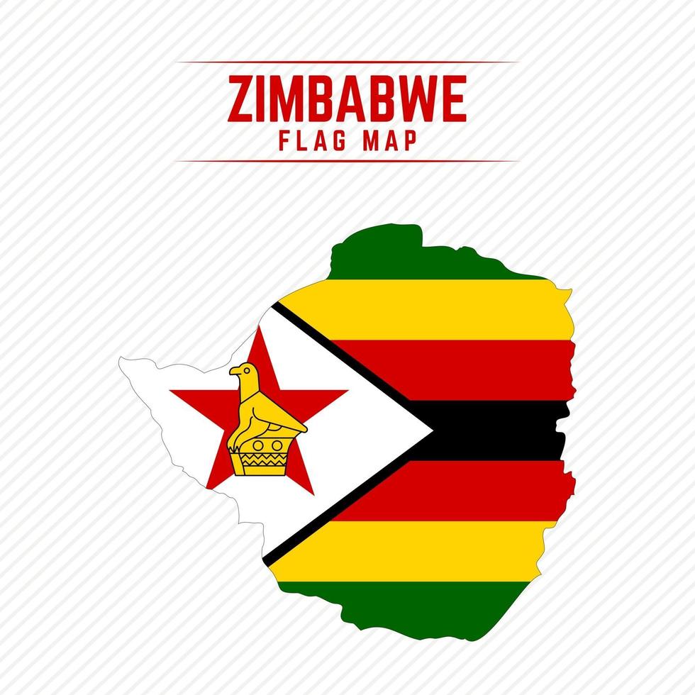 Flag Map of Zimbabwe vector