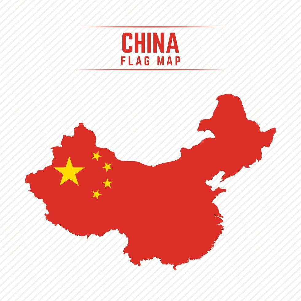 mapa de la bandera de china vector