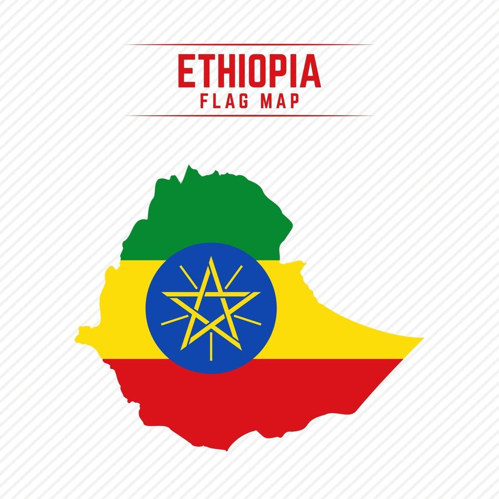 Flag Map of Ethiopia vector
