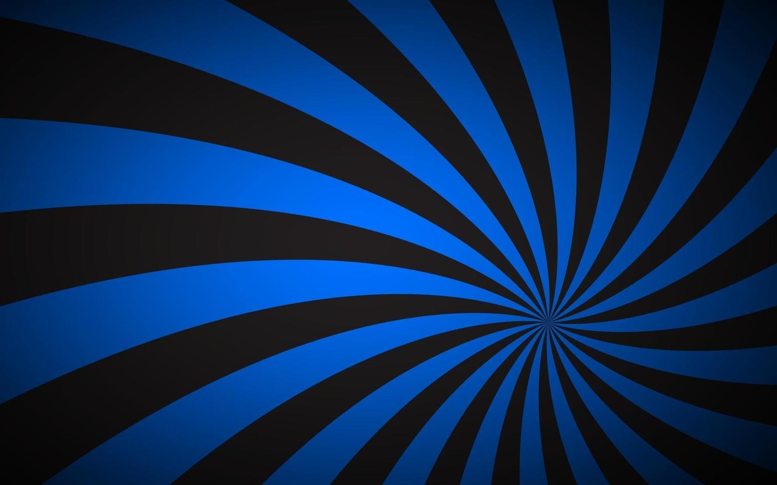 Fondo espiral negro y azul patrón radial remolino ilustración vectorial abstracta vector