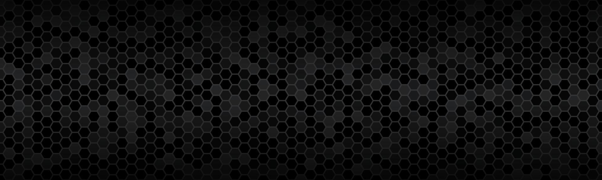 Dark widescreen header with hexagons with different transparencies Modern black geometric design banner Simple vector illustration background