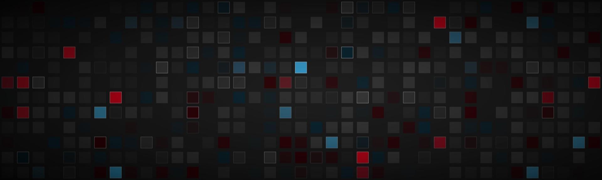 Black abstract header with different transparent squares Red blue and grey mosaic look banner Modern vector illustration background