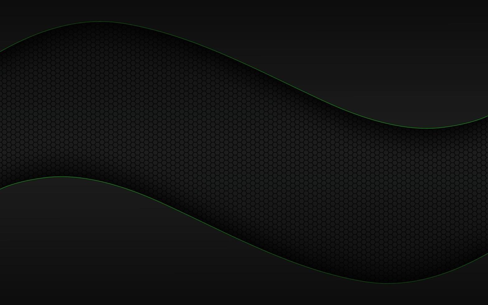 Abstract black and green wave vector background with hexagon mesh Abstract metal geometric texture Simple vector illustration