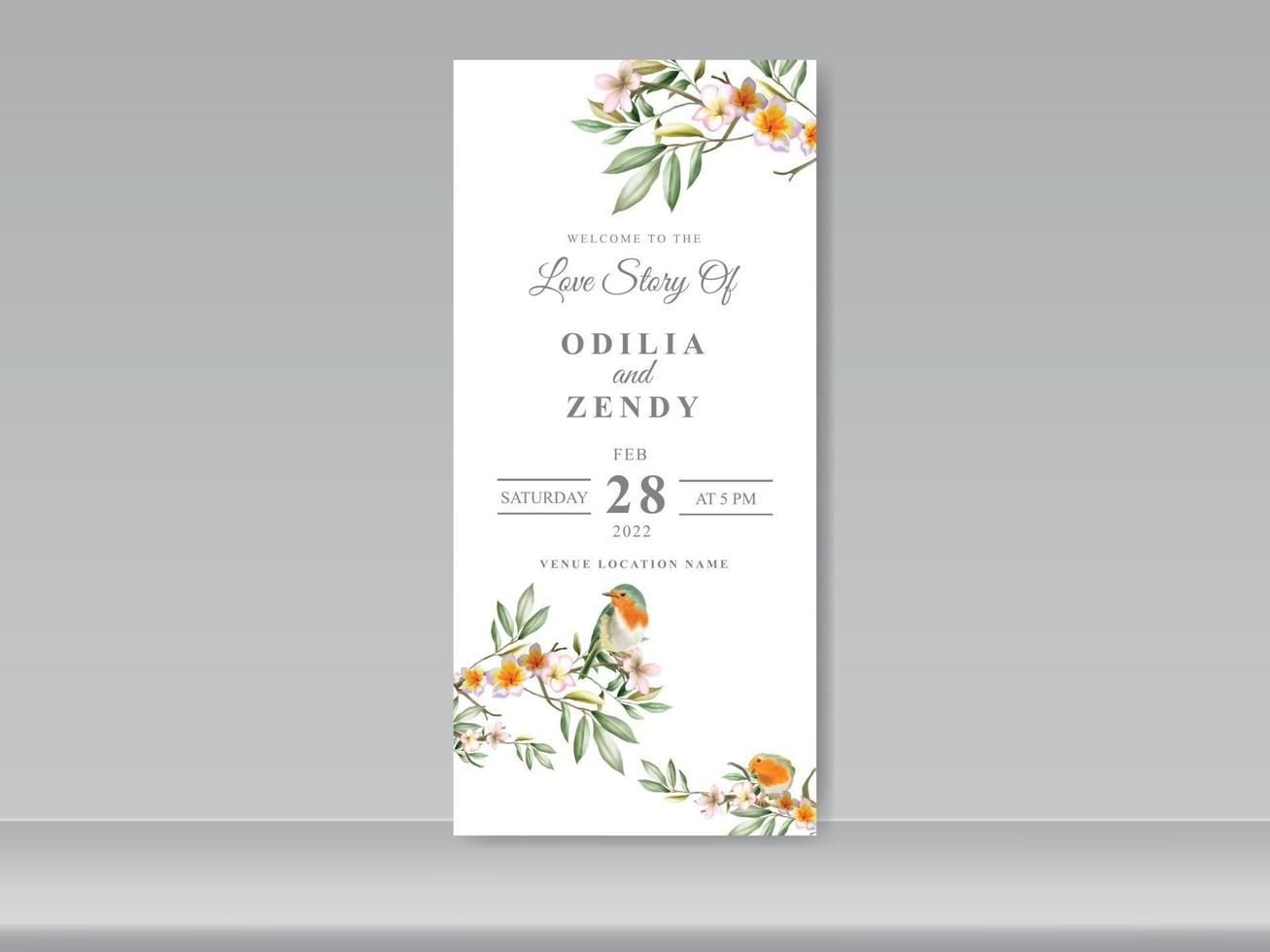 gorgeous wedding card set floral design vector