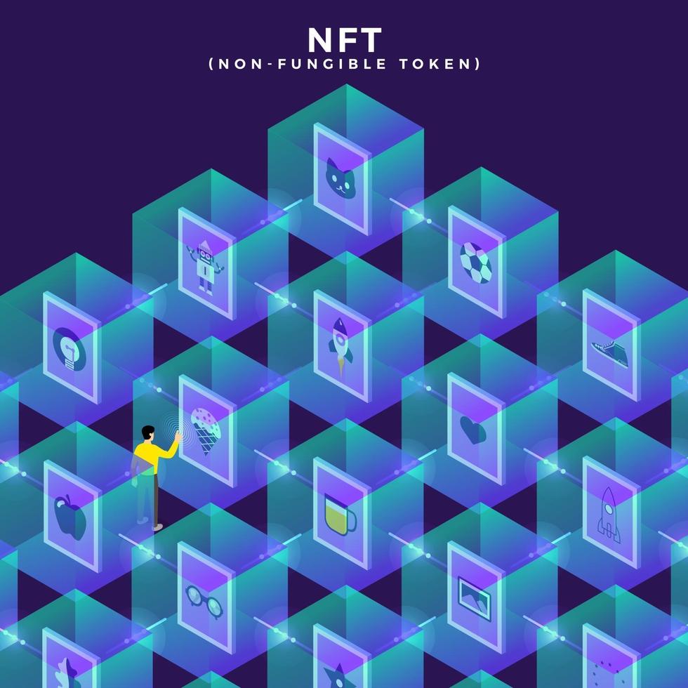 NFT Non Fungible Token Vector Illustrations