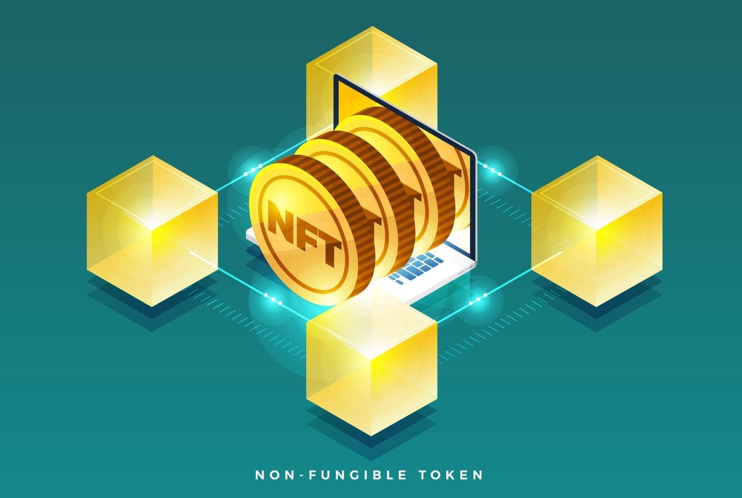 NFT Non Fungible Token Vector Illustrations