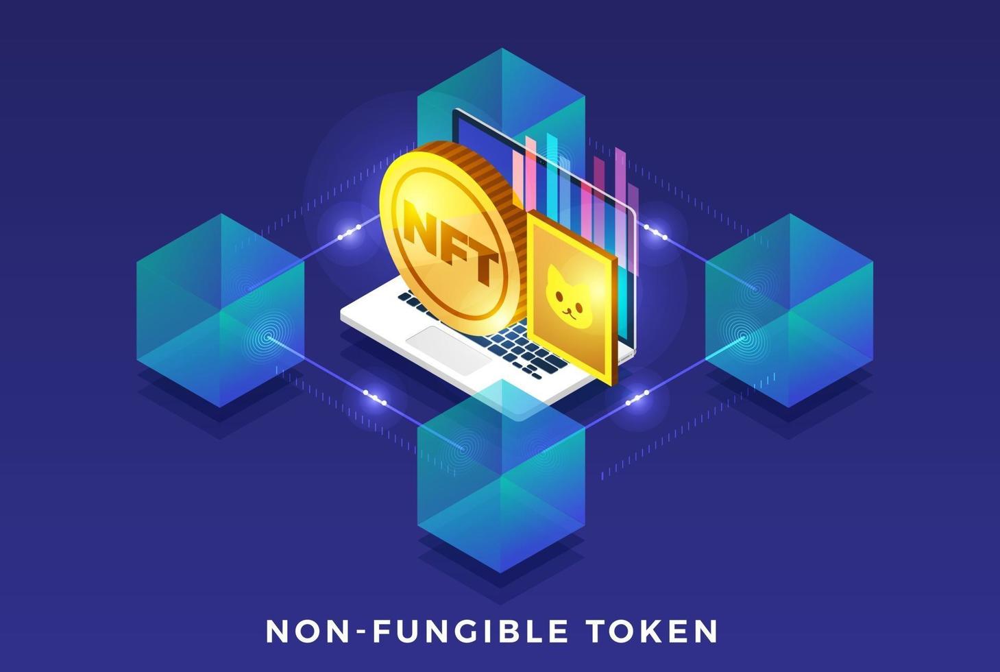 NFT Non Fungible Token Vector Illustrations