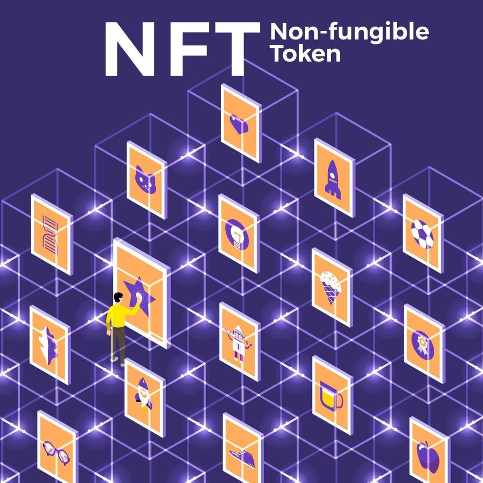 NFT Non Fungible Token Vector Illustrations